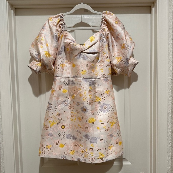 Hutch Floral Jacquard Puff Sleeve Mini Dress - Picture 5 of 9